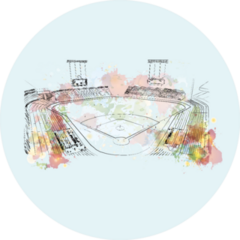 Watercolor Sketch Of Baseball Stadium Illustration Sticker
