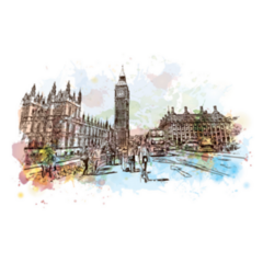 Watercolor Sketch Of Big Ben London, Uk Sticker