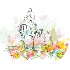 Watercolor Sketch Of Camel Riding Sticker