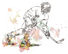 Watercolor Sketch Of Ice Hockey Player Illustration Sticker