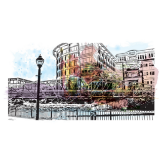 Watercolor Splash Landmark Of Greenville South Carolina Sticker