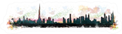 Watercolor Splash Of Dubai Skyline Sticker