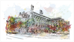 Watercolor Splash With Vienna Sketch Sticker