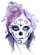 Watercolor Sugar Skull Face Paint Zombie Sticker