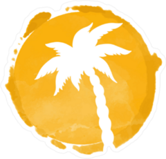 Watercolor Sun and Palm Tree Negative Space Sticker