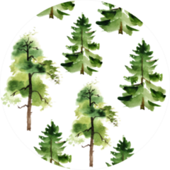Watercolor Trees Seamless Pattern Sticker