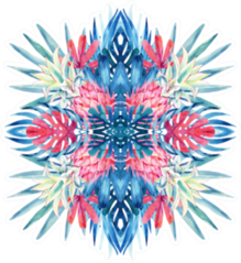 Watercolor Tropical Leaves, Flowers, Pineapple Arrangement Sticker
