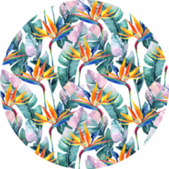 Watercolor Tropical Pattern With Bird Of Paradise Flower Sticker