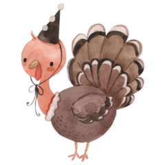 Watercolor Turkey In Party Hat Sticker