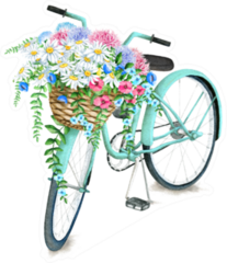 Watercolor Turquoise Bicycle With Beautiful Flower Basket Sticker