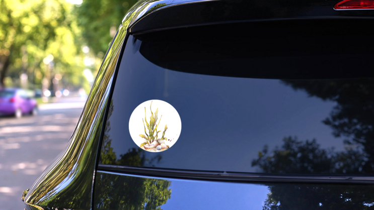 Watercolor Underwater Life Objects Seashells Sticker on a Rear Car Window (New) example