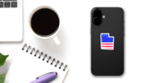 Watercolor Utah State Map With Usa Flag Sticker on a Phone (New) example