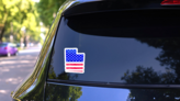 Watercolor Utah State Map With Usa Flag Sticker on a Rear Car Window (New) example