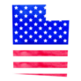 Watercolor Utah State Map With Usa Flag Sticker