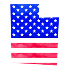 Watercolor Utah State Map With Usa Flag Sticker