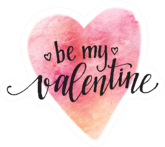 Watercolor Valentines Day Be My Valentine Sticker
