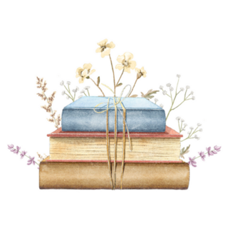 Watercolor Vintage Stack Of Books & Dried Flowers Sticker
