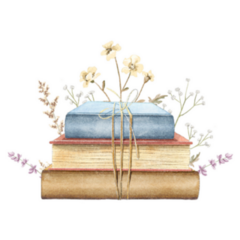 Watercolor Vintage Stack Of Books & Dried Flowers Sticker