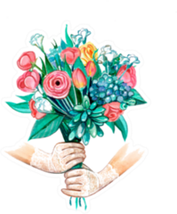 Watercolor Wedding Bouquet Sticker