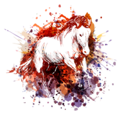 Watercolor White Horse Sticker