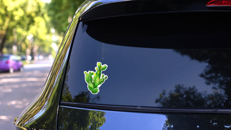Watercolor Wildflower Cactus Sticker on a Rear Car Window (New) example