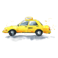 Watercolor Yellow Traditional Taxi New York Sticker