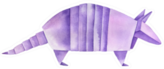 Watercolour Drawing Of Origami Armadillo In Purple Sticker