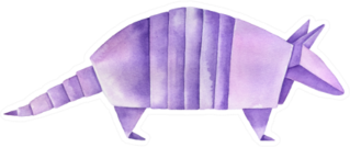 Watercolour Drawing Of Origami Armadillo In Purple Sticker