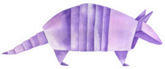 Watercolour Drawing Of Origami Armadillo In Purple Sticker