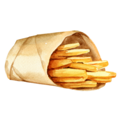 Watercolour French Fries In Craft Paper Sticker