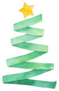 Watercolour Illustration Of Green Ribbon Christmas Tree Sticker