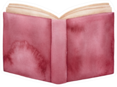 Watercolour Illustration Of Opened Book Sticker
