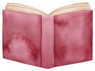 Watercolour Illustration Of Opened Book Sticker