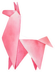 Watercolour Sketch Of Fluffy Origami Llama Sticker