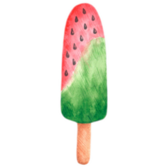 Watermelon Ice Cream Watercolor Illustration Summer Sticker