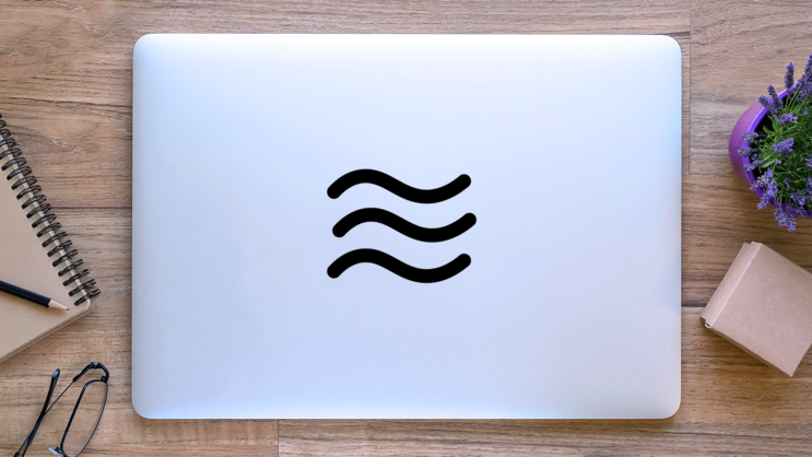 Wave Icon Sticker on a Laptop (New) example