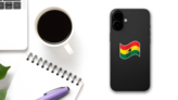 Waved Flag Of Ghana Sticker on a Phone (New) example