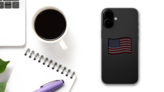 Waving American Cannabis Flag Sticker on a Phone (New) example