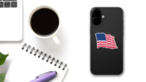 Waving American Flag Sticker on a Phone (New) example