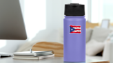 Waving Flag Of Puerto Rico Sticker on a Water Bottle (New) example