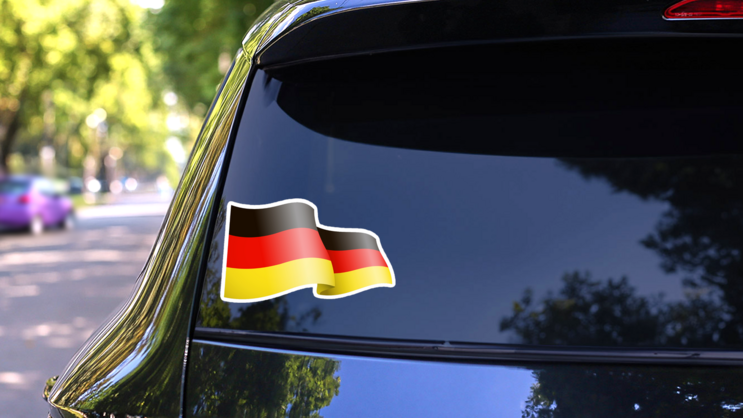 Waving Germany Flag Sticker on a Rear Car Window (New) example