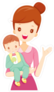 Waving Mother and Baby Sticker