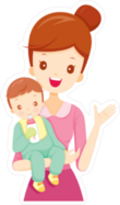 Waving Mother and Baby Sticker