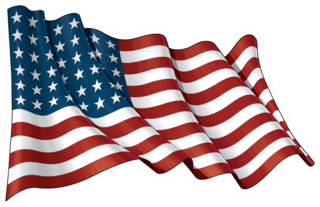Waving USA 48 Star Flag Sticker