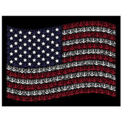Wavy American Flag with Anchors Sticker