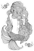 Wavy Mermaid Illustration Sticker