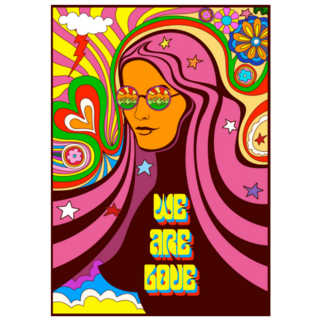 We Are Love 1960s & 70s Style Hippie Psychedelic Sticker