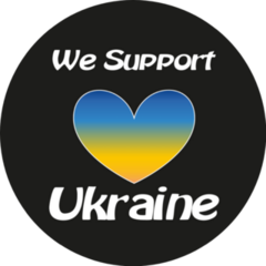 We Support Ukraine Heart Lettering Sticker