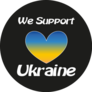 We Support Ukraine Heart Lettering Sticker