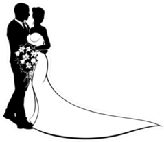 Wedding Couple With Floral Bouquet Sticker